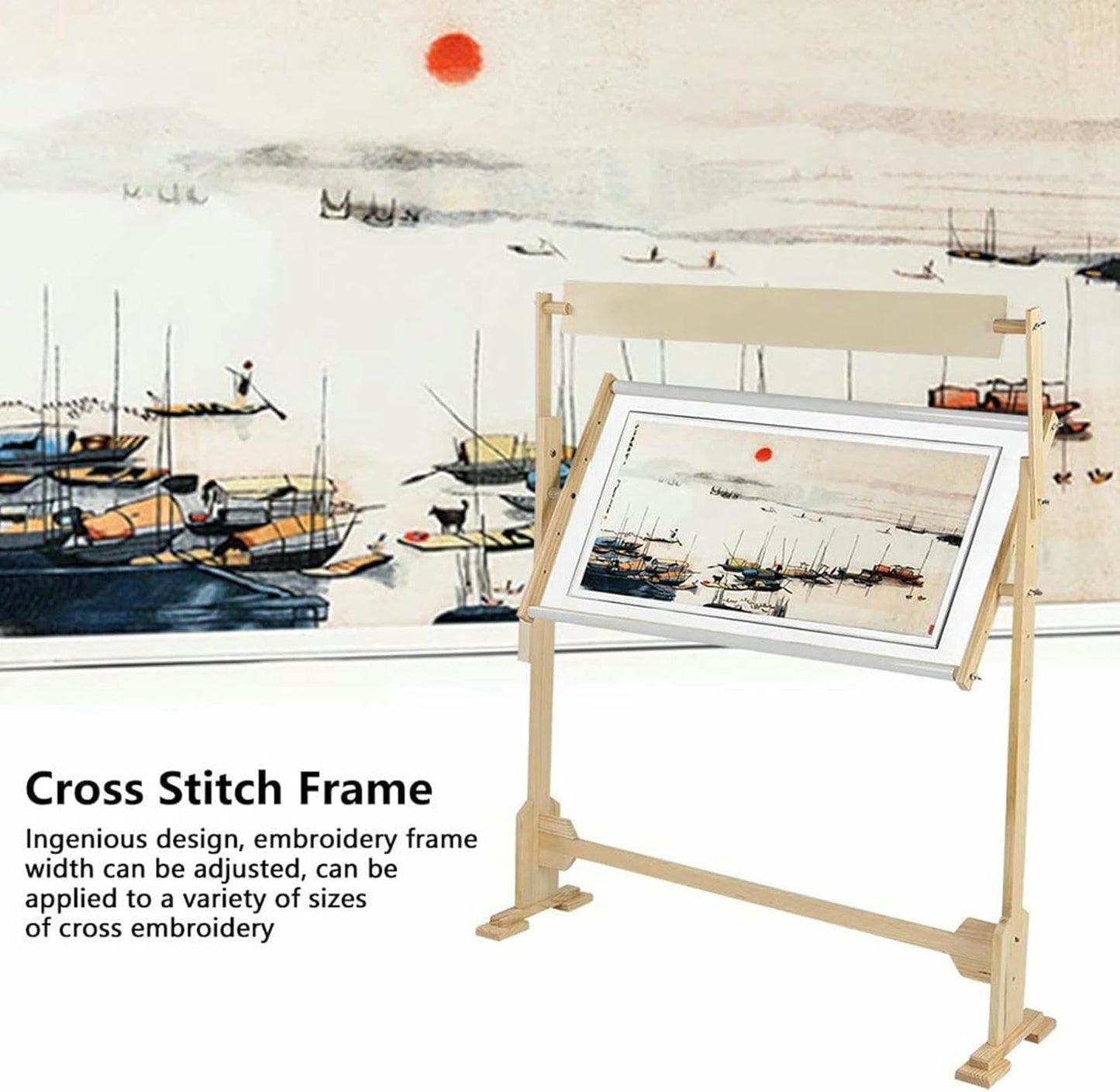 Embroidery Hoops Stand, 360 Degree Adjustable Embroidery Stand,Cross Stitch Frame Stand,Wooden Frame Cross Stitch Floor Stand for Cross Stitch Needlework Art Craft Sewing~/