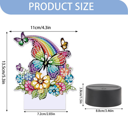 JISHSHAY Diamond Painting Night Light Diamond Art Table Lamps Gem Art LED Lights Gem Painting Desk Lamp Mosaic Kits for Adults DIY Kits for Adults with Special Drill Rainbow Butterfly Flower