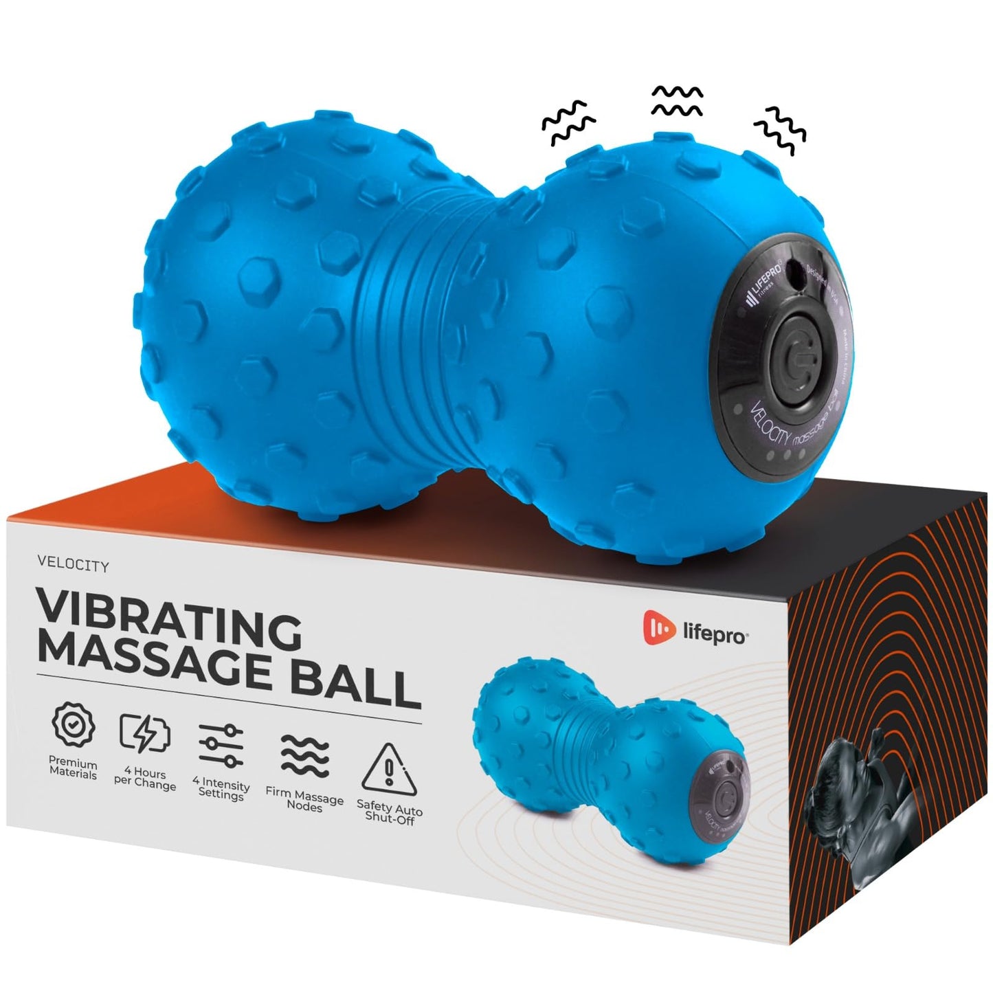 Lifepro 4-Speed Vibrating Massage Ball - Peanut Massager and Vibrating Foam Roller for Fitness, Mobility, and Relaxation - Compact and Portable Design
