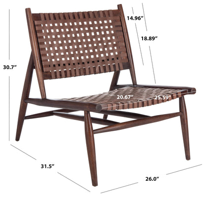 Safavieh Home Soleil Natural and White Leather Woven Accent Chair