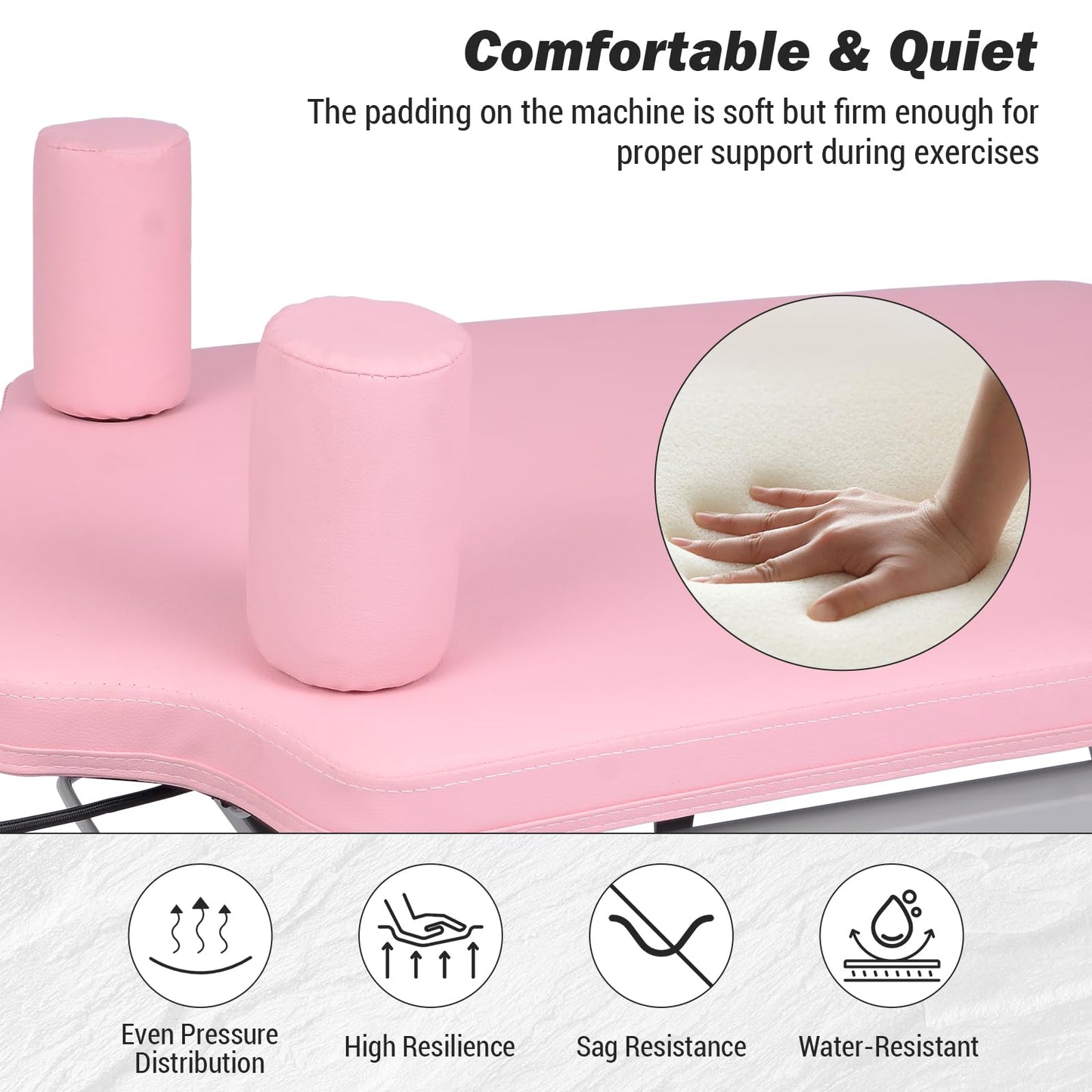 Pink Pilates Reformer | Foldable Pilates Reformer Machine for Home w/Resistance | Pilates Bed for All Levels