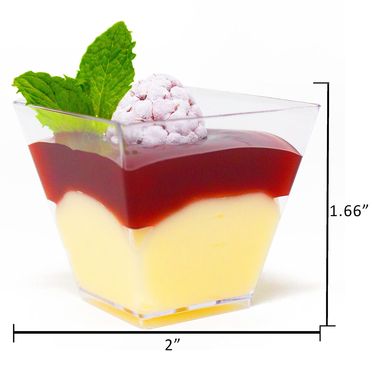 Tiny 50ct 2oz Mini Pyramid Plastic Dessert Cups with Spoons Professional-Grade Recyclable Disposable Party Cups and Mini Appetizers Dessert Shooter Cups Small Serving Plastic Cups CMJJ