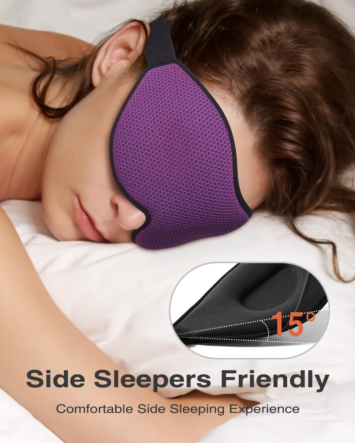 MABAO Sleep Mask for Side Sleeper, Eye Mask for Sleeping Women Men, 3D Contoured Cup No Eye Pressure 100% Light Blocking Sleeping Mask with Adjustable Strap Night Blindfold Flight, Travel, Nap, Black