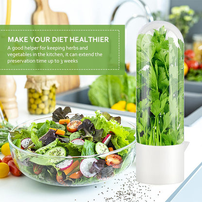 Yuanfenron Herb Keeper for Refrigerator with Herb Peeler - Herbs Saver & Vegetable Preservation Container, Extends Freshness Up to 2-3 Weeks for Cilantro, Basil, Parsley, Mint & Greens