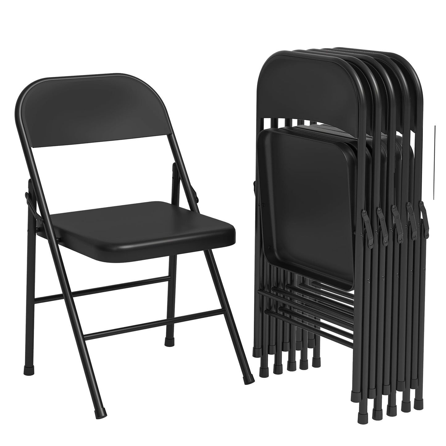 8 Pack All-Steel Folding Chairs Set of 8, Heavy Duty Metal Foldable Dining Chair with Backrest, Hold Up to 350 LBS, Black Portable Fold Chair for Home, Office, Indoor & Outdoor Events