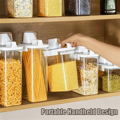 JUSTAUS 2Pcs Rice Dispenser Storage Containers, 1.1L Small Rice Bucket with Measuring Cup & Pour Spout, Kitchen Plastic Airtight Container for Cereal, Grain, Flour, Sugar, Oatmeal, Dry Pet Dog Food