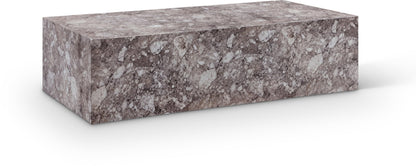 Meridian Furniture 99029Brown-CT Piazza Collection Art Deco Indoor/Outdoor Concrete Coffee Table with Brown Marble Finish, 52" W x 26" D x 14" H, Brown