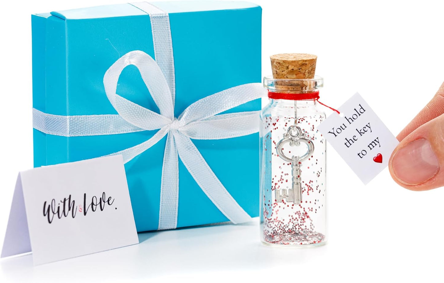 Kseniya Revta Anniversary Gift for Her & Him, Romantic Message in Bottle I Love You Gifts in Teal Box