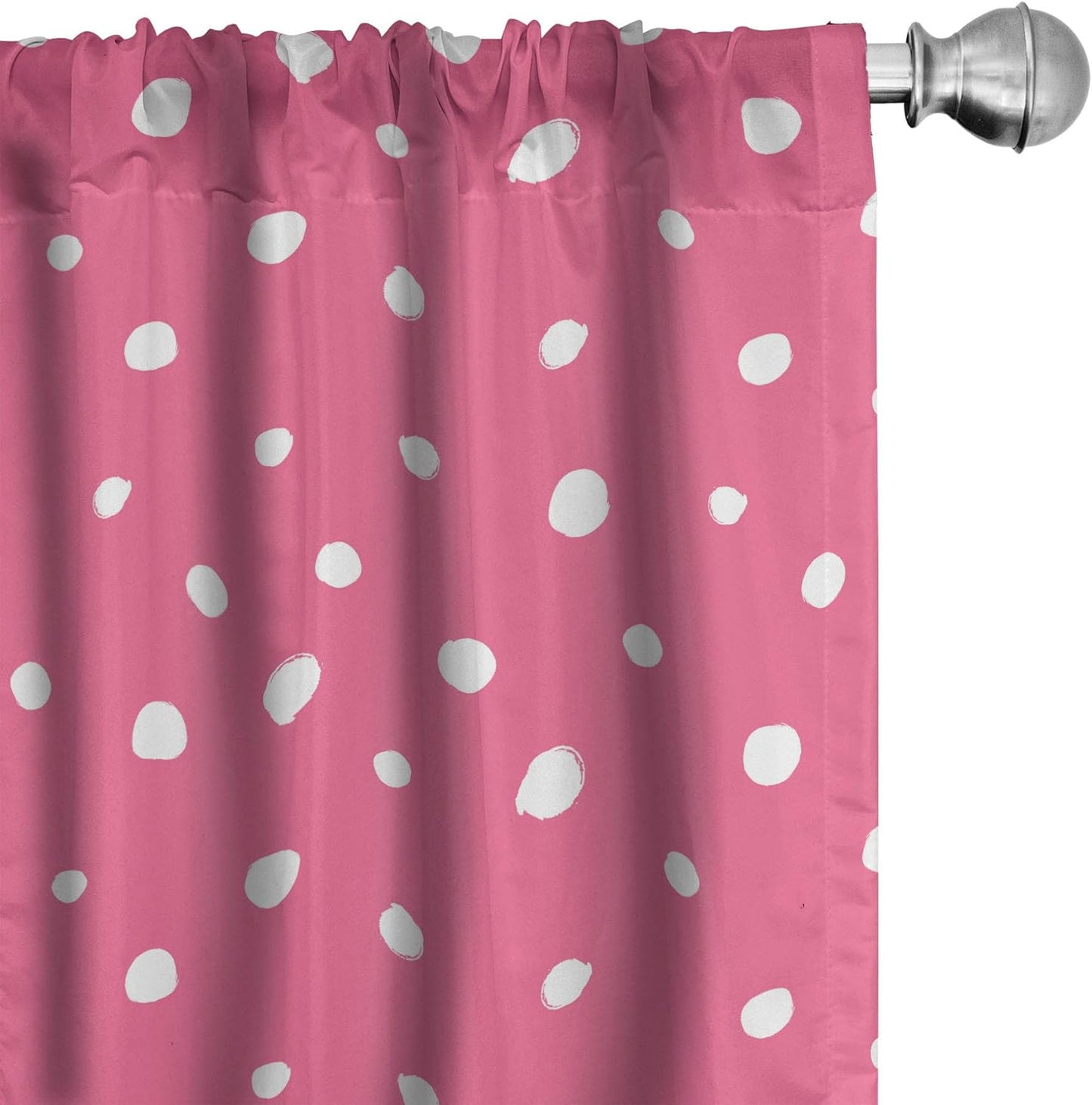 Ambesonne Pink Polka Dots Window Curtains - Monochrome Layout Pattern, Lightweight Decor 2-Panel Set with Rod Pocket,