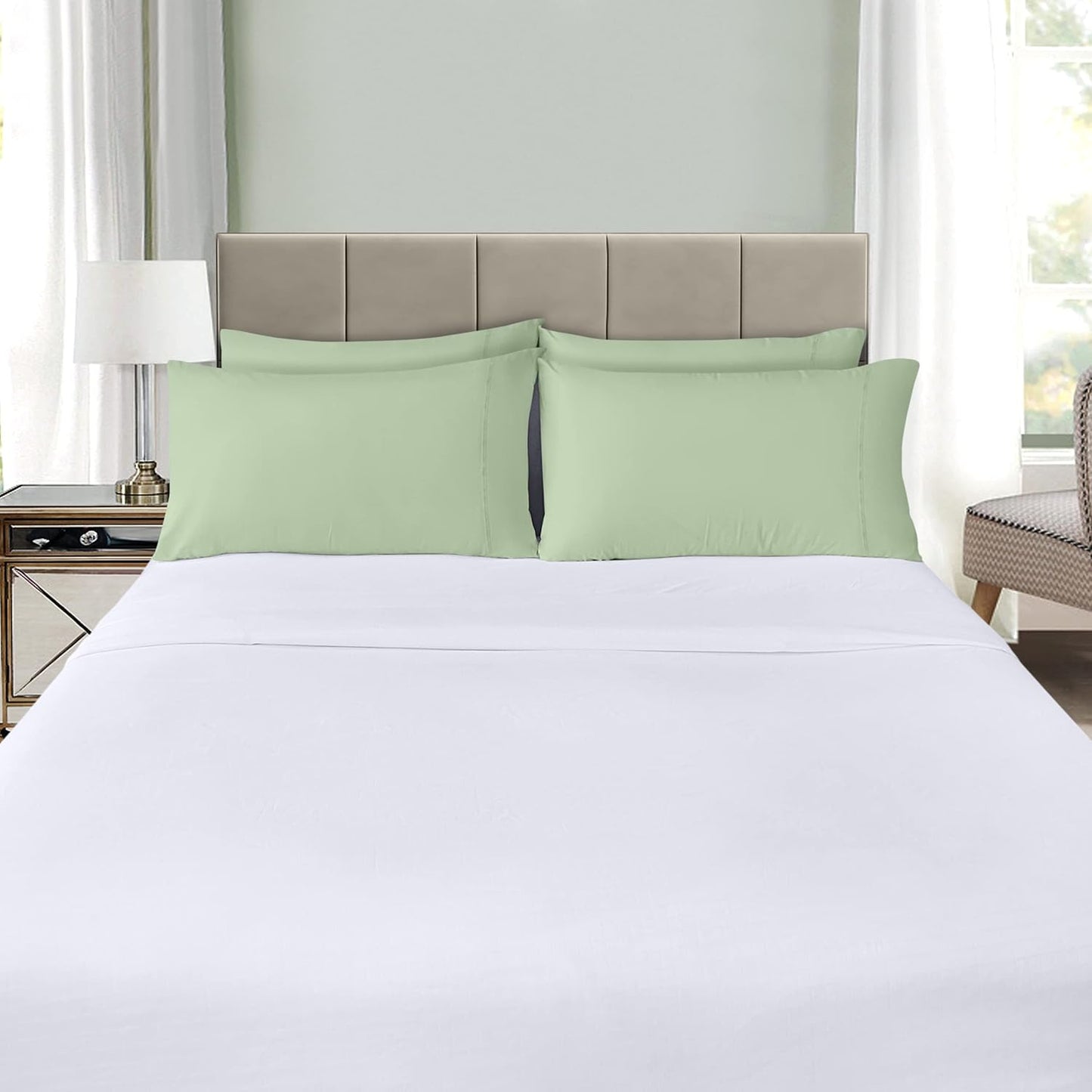 Utopia Bedding King Pillow Cases | 4 Pack - Soft Brushed Microfiber - Fade Resistant 20 x 40 Inches (Sage)