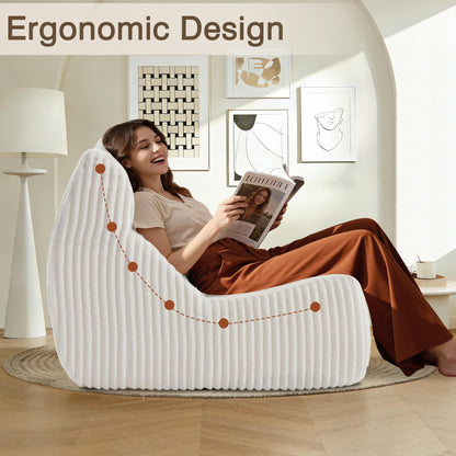 Ayiseedmid Lazy Floor Sofa, Comfy Sofa, Big Bean Bag Chairs,Fireside Chair for Living Room, Bedroom, Office (White, Loveseat)