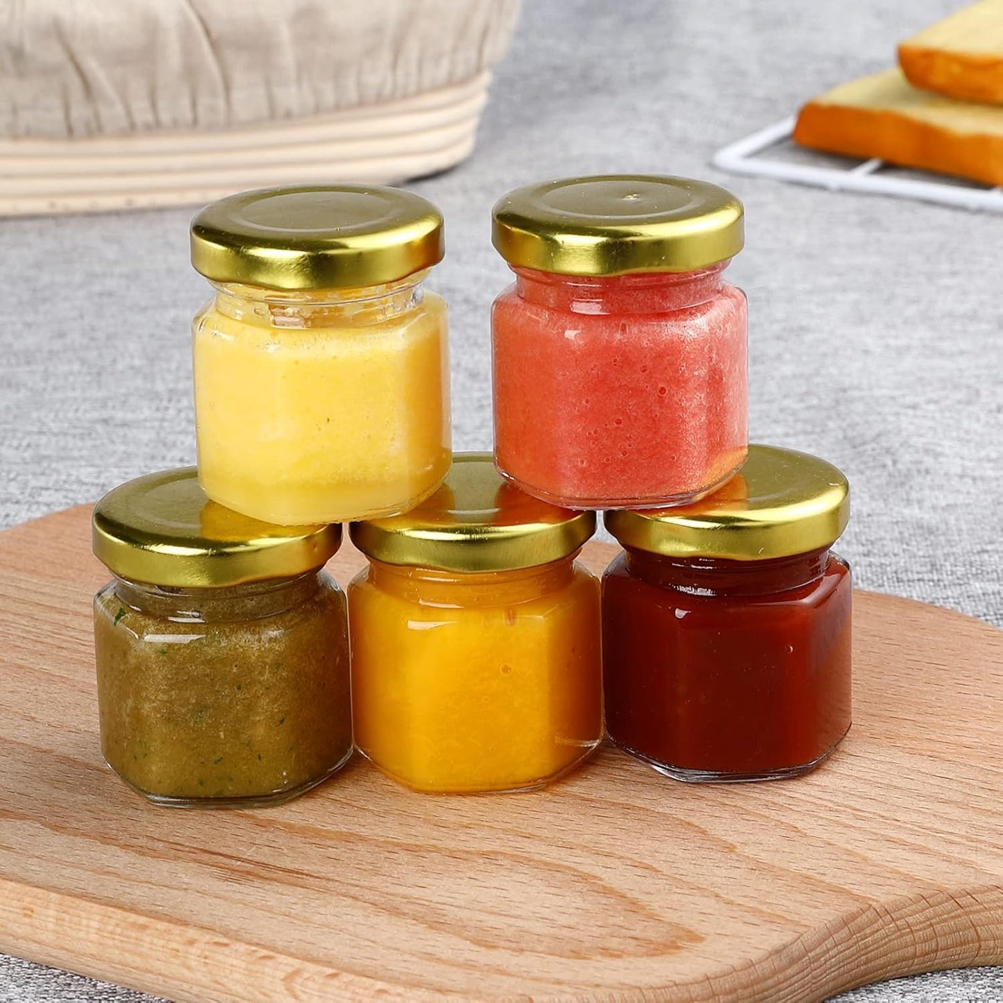 Mcupper 30 Pack 1.5 oz Mini Honey Jars with Dipper, Honey Jar Party Favors, Glass Hexagon Honey Jar for Wedding Favors