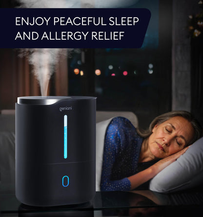 GENIANI Ultrasonic Cool Mist Humidifier for Bedroom, Large Rooms, Home, 4L - Easy Fill & Clean Humidifier for Plants w/Auto Shut-off, 40H Runtime - Quiet, Top Fill Air Humidifier