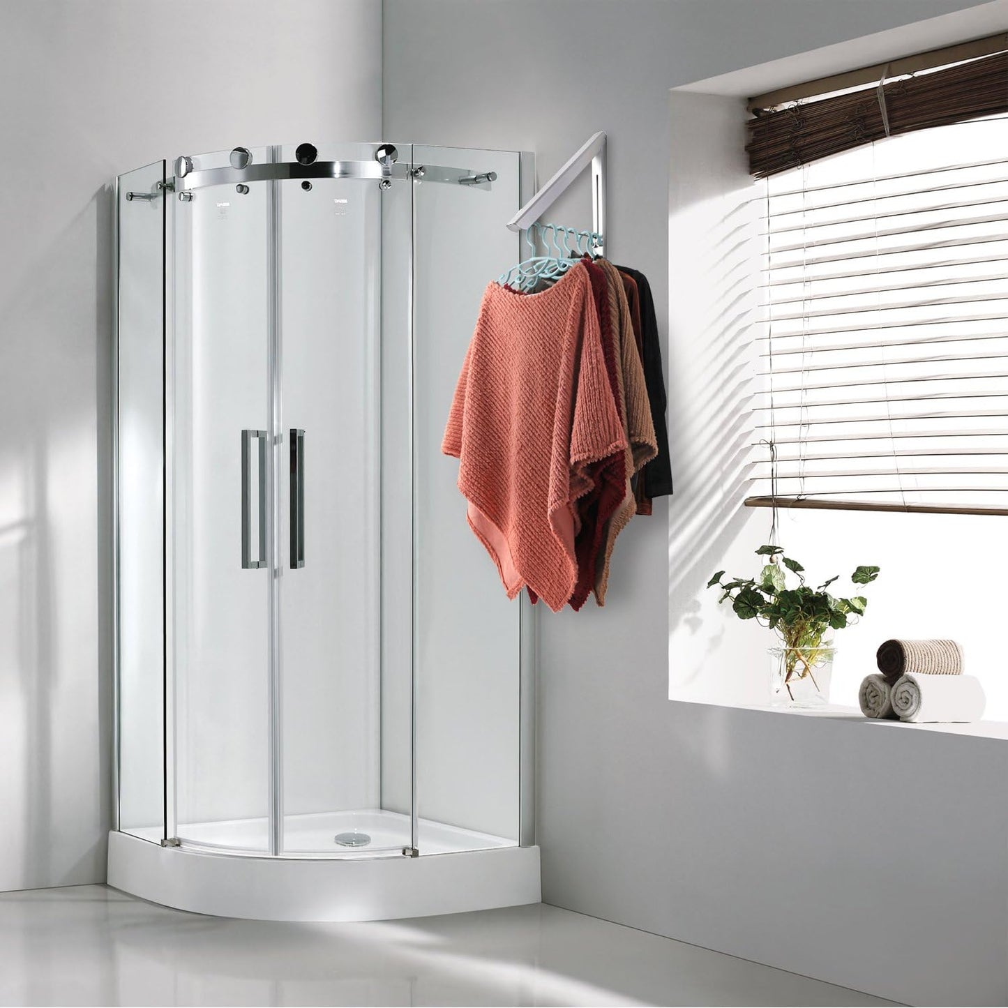 Folding Clothes Hanger, Wall Mounted Indoor Outdoor Aluminum Space Saver Clothes Rack Holder, Slim Design for Bedroom,