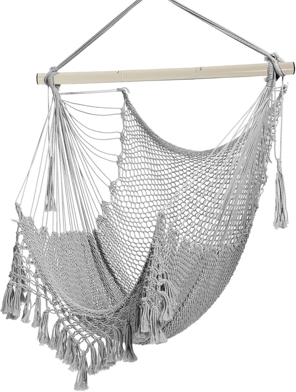 Hammock 330lbs, ChairMax Large Hanging Chair, Soft Cotton Rope Swing Chair with High Load-Bearing Metal Rod,Indoor