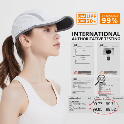GADIEMKENSD Baseball Cap Nylon Running Cap Outdoor Sports Hat for Men Women Adjustable Quick Drying Reflective Foldable UPF50+ Breath Mesh Water Repellency Race Performance Lightweight Peacock Blue