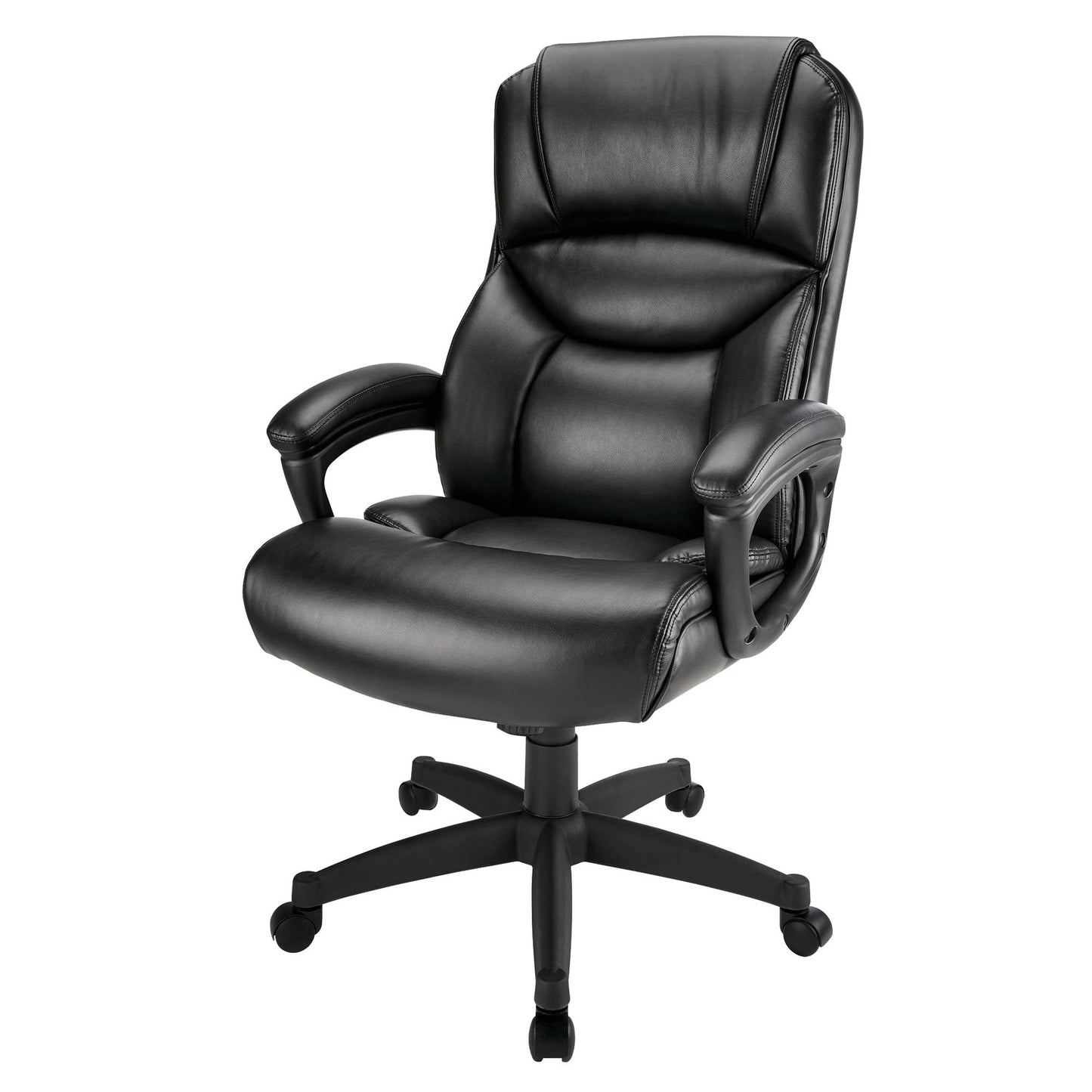 Realspace® Fennington Bonded Leather High-Back Chair, Black