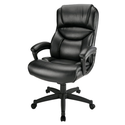 Realspace® Fennington Bonded Leather High-Back Chair, Black