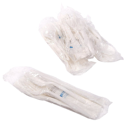 AmerCareRoyal 6-in-1 Disposable Silverware Medium Weight Plastic Utensil Set with Teaspoon, Fork, Knife, Salt & Pepper Packets, 12x13 Napkin - Individually Wrapped Cutlery Meal Kit, White, Case of 250