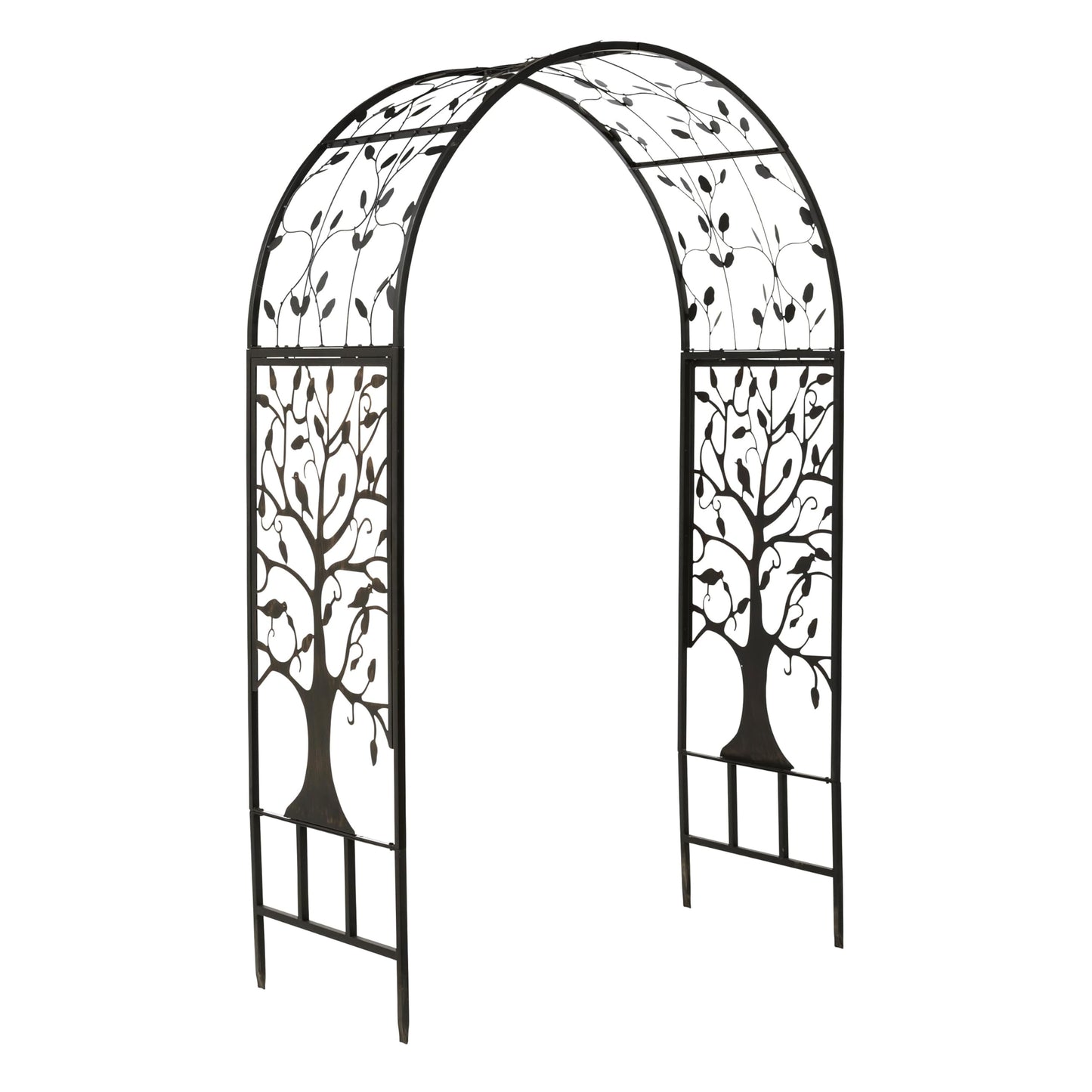 Plow & Hearth Arch Metal Outdoor Garden Arbor | Tree of Life | 83 Inches Tall | Black | Steel Trellis Lattice for Plants & Heavy Vines | Wedding | Outdoor Patio Décor