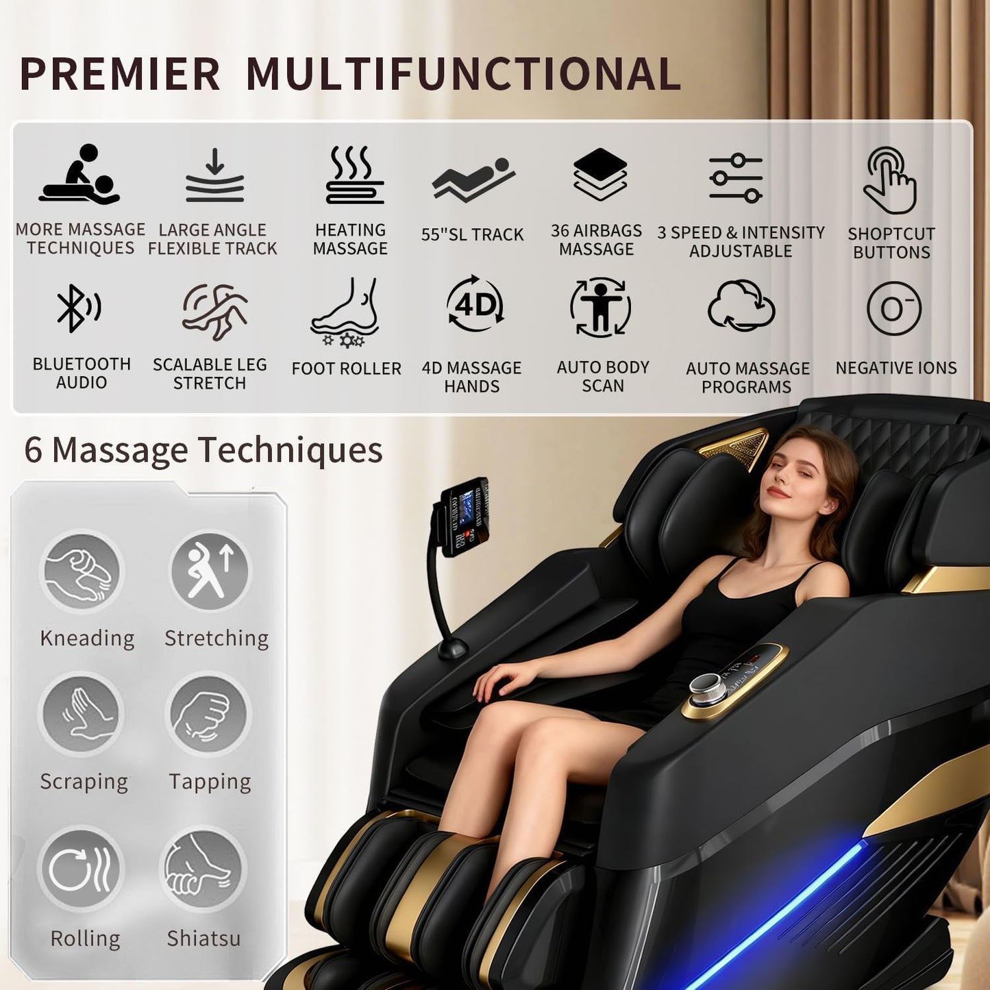 Massage Chair Full Body,Zero Gravity 3D SL-Track Shiatsu Massage Recliner Chair Built-in Heat System Airbag Massage with Body Scan, Deep Yoga Stretch, Calfrest Extension And Foot And Back massage