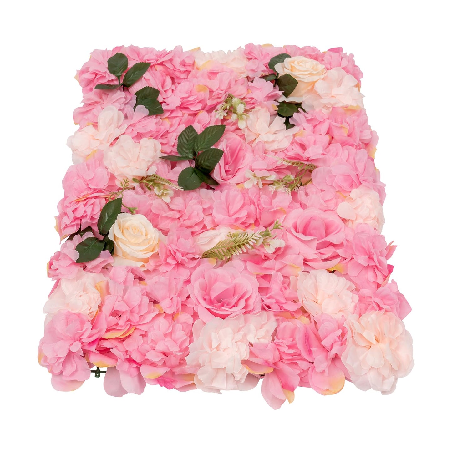 Unnsiapit Artificial Flower Wall Backdrop, 20Pcs Background Panels Floral Wall Privacy Screen Decorative Fences for Party Wedding Garden Outdoor, W23.6*H15.8in, Pink & White & Green
