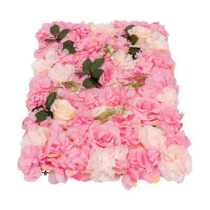 Unnsiapit Artificial Flower Wall Backdrop, 20Pcs Background Panels Floral Wall Privacy Screen Decorative Fences for Party Wedding Garden Outdoor, W23.6*H15.8in, Pink & White & Green