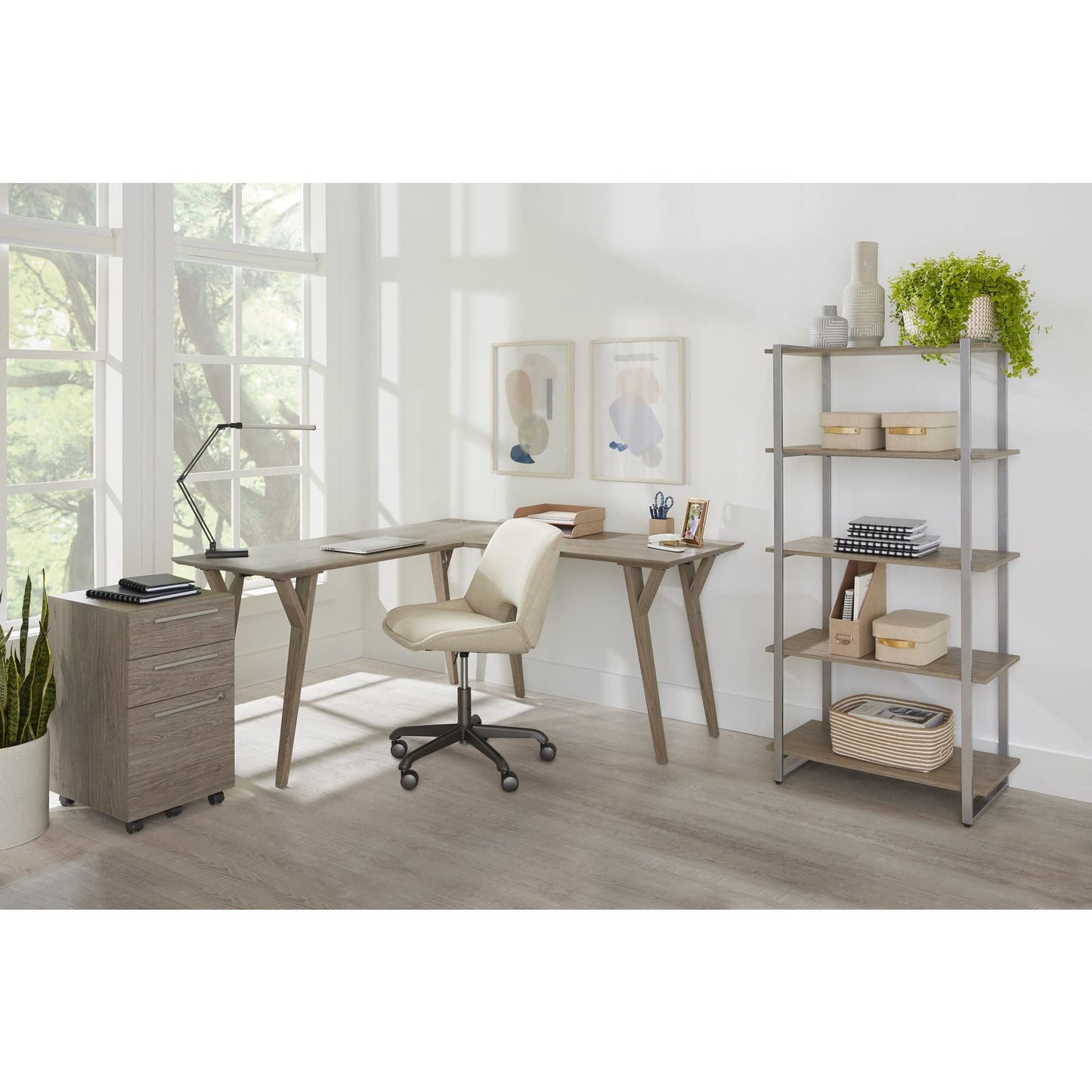 Realspace® Trezza 19" D Vertical 3-Drawer Mobile File Cabinet, Light Oak