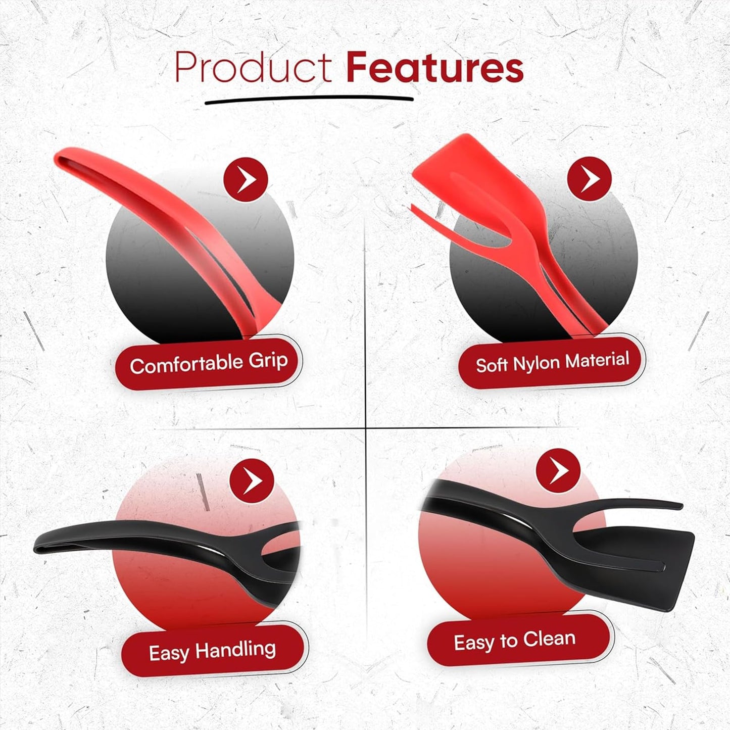 Egg Flipper Spatula Tongs 2-in-1,Ergonomic Handle, Withstands High Temperatures, Suitable for making hash browns, hamburgers, steaks, fried eggs, and pancakes (3 Pack)