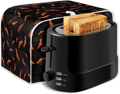 Halloween Spider Web Bats Toaster Cover, Dustproof 4 Slice Small Appliance Cover
