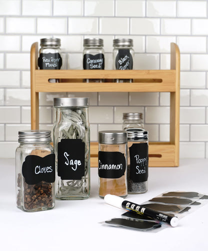 RSVP International Reusable Pantry/Spice Labels, Assorted Shapes, 30-Piece, Black