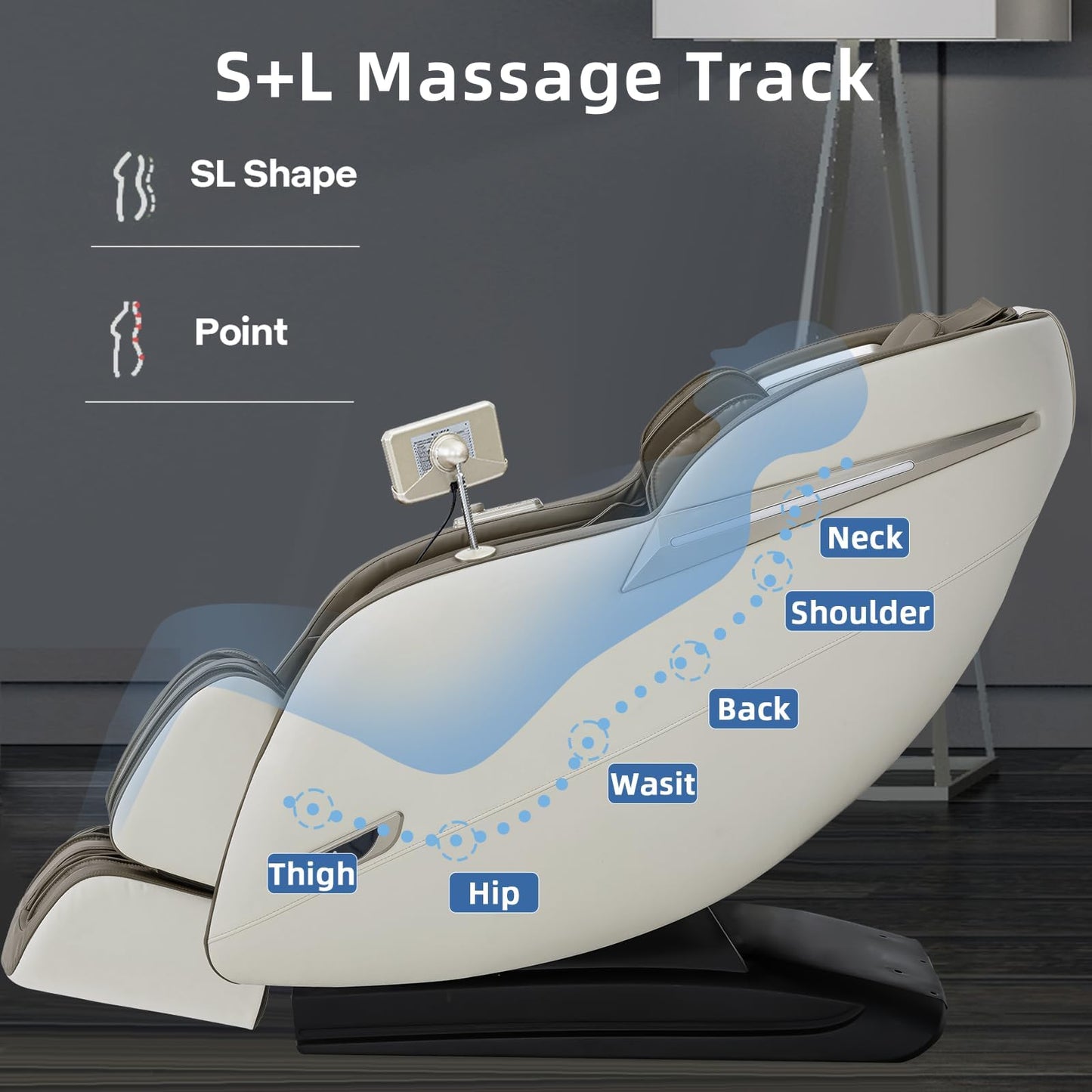 MYTHIA 2026 Full Body Massage Chair for After Work Recovery - Zero Gravity Recliner up to 165°with SL Track, Heat Therapy, Bluetooth & USB Charging Port (MD906-Beige)
