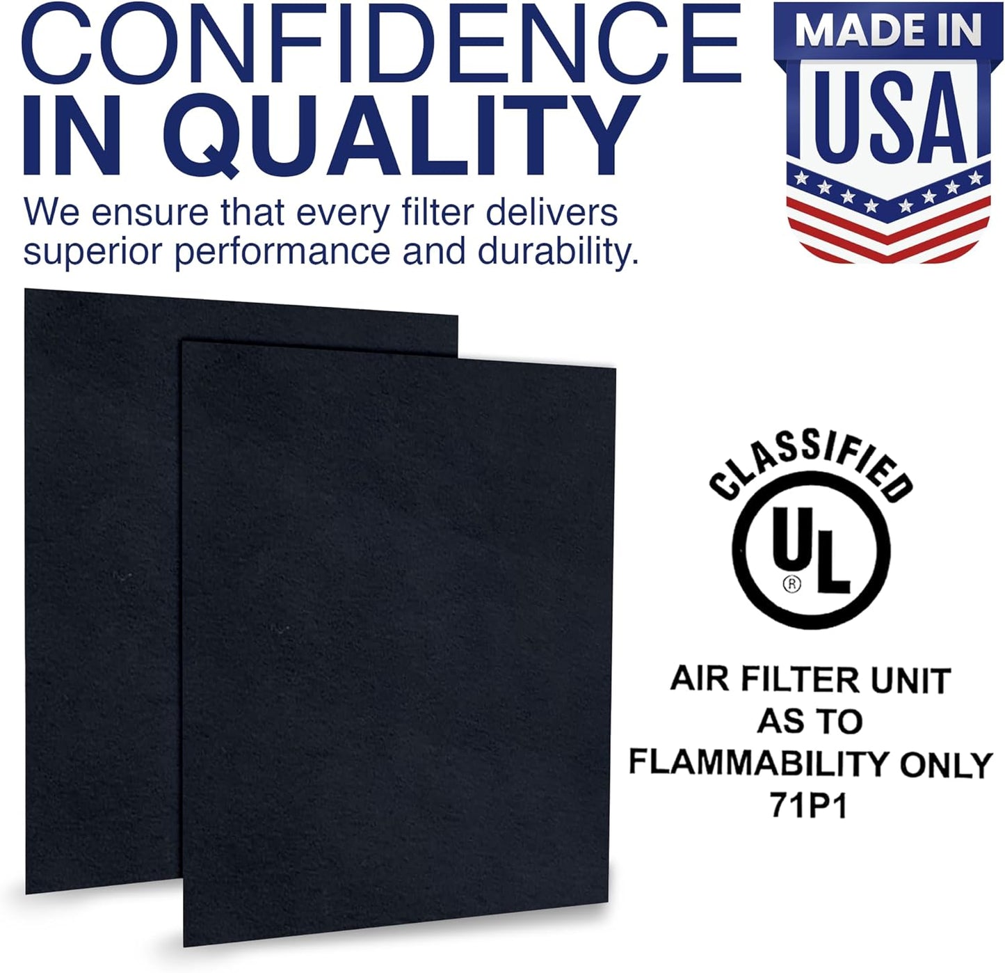 Cut To Fit Air Filter - Carbon Pad Pre Filter for Air Purifiers, Furnace Filters, 1/6" thick, 16" x 48" - 2 Pack