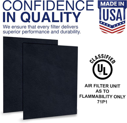 Cut To Fit Air Filter - Carbon Pad Pre Filter for Air Purifiers, Furnace Filters, 1/6" thick, 16" x 48" - 2 Pack