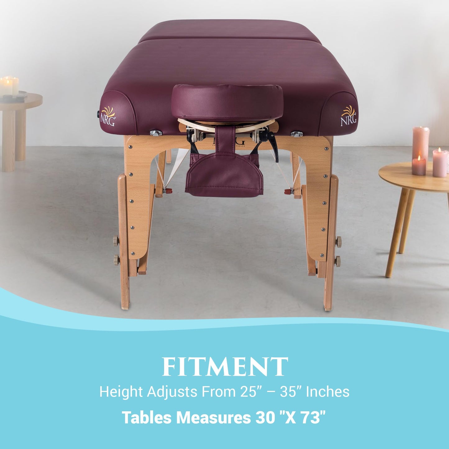 NRG Vedalux Portable Massage Table Package | Burgundy | Folding Lightweight Massage Bed | Professional Spa Table with Face Cradle, Hanging Armrest & Carrying Case
