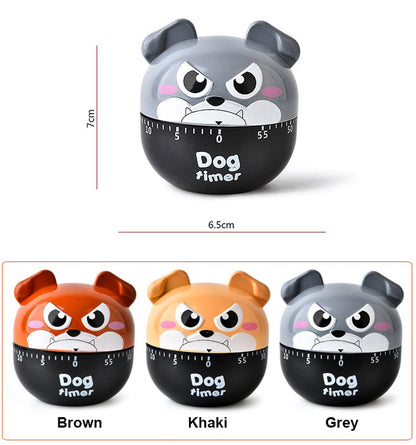 Kitchen Egg Timer,60 Minutes Dog Mechanical Rotating Cooking Timer (Grey)
