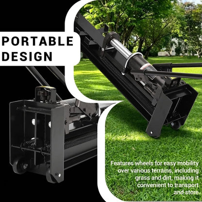 FinerFurnis 12 Ton Hydraulic Manual Log Splitter - Heavy Duty Full Steel Construction - 2-Speed Hand Operation, Spring-Loaded Return, Built-in Wheels, Splits Logs Up to 18.7" - Portable Firewood