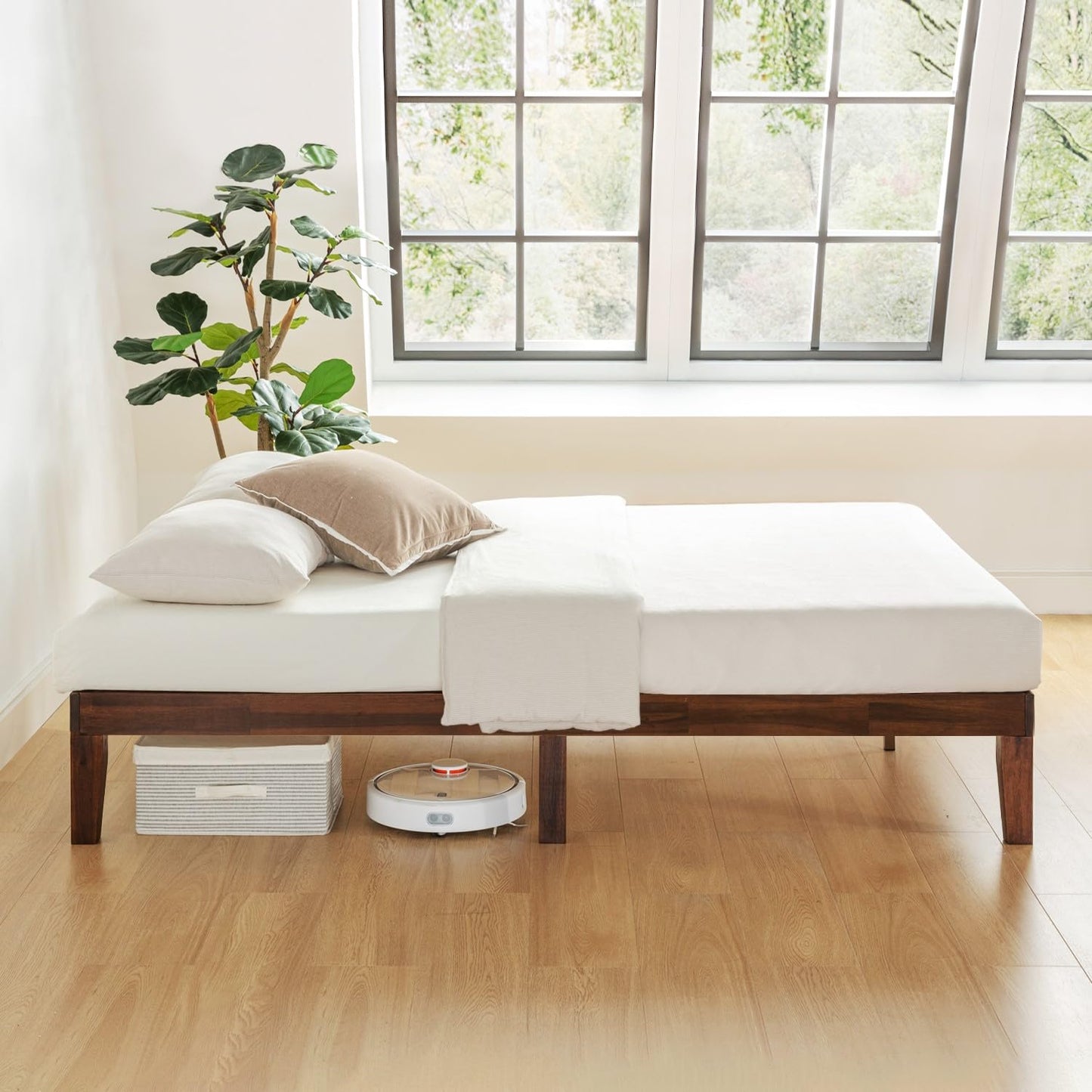 Mellow Naturalista Classic - 12 Inch Solid Wood Platform Bed with Wooden Slats, No Box Spring Needed, Easy Assembly, Queen, Espresso