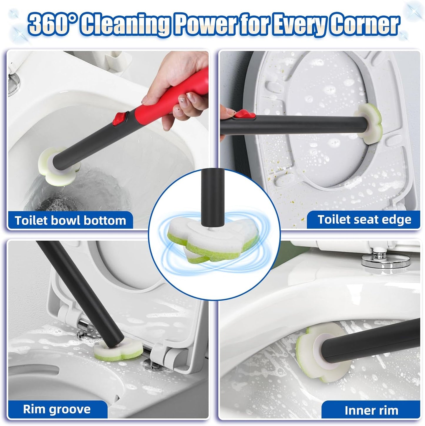 Kit,60 Disposable Toilet Brush Cleaning System with Wand Cleaner Refills,Toilet Cleaning Stick,Wall Mounted Toilet Wand