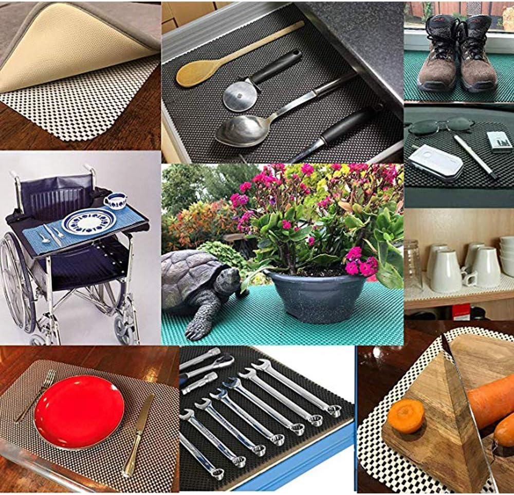 Shelf Liner Drawer Liner Non-Slip Mat - 12" x 6.5’ Grid Pattern PVC Non-Adhesive Grip Liner for Kitchen Cabinets