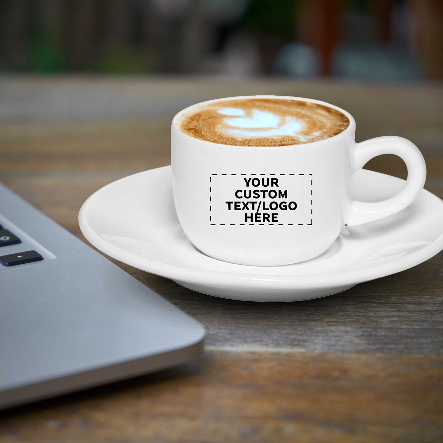 Custom Porcelain Espresso Cups with Saucer 2.5 oz. Set of 50, Personalized Bulk Pack - Perfect for Coffee, Tea, Espresso, Hot Cocoa, Other Beverages - White