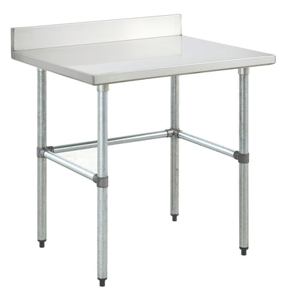 Kratos Commercial Worktable, Stainless Steel Kitchen Prep Open Base Table, 24"x24" with 4" Backsplash, 16ga/304SS (28W-268)