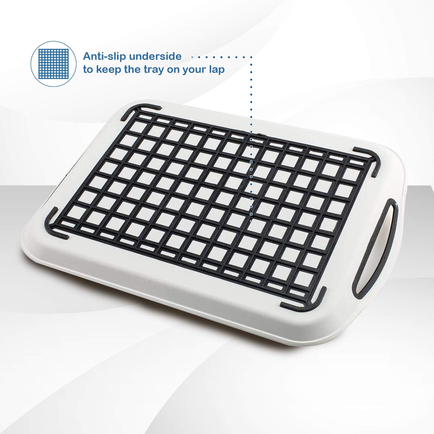 Food Trays for Eating on Couch - 2 Pack - Non Slip Dinner Trays for Eating Set of 2 Non Slip Serving Tray and Food Tray with Handles (Black & White)