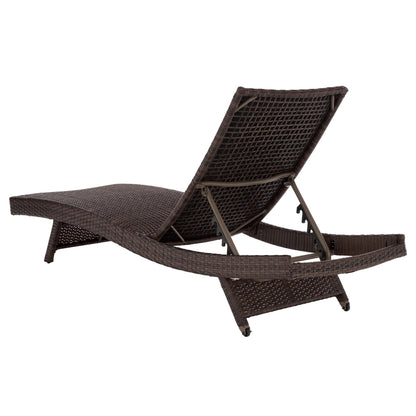 SAFAVIEH Outdoor Patio Furniture Collection – Alex Brown & Taupe Quick Dry Foam Lounger, Adjustable Outdoor Chaise, Modern Curved Design (PAT7545B)