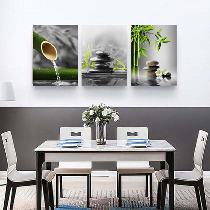 Yxbhhym- Bathroom wall art Black and White Gray Green Room Decor Zen Poster Canvas Pictures Zen Artwork for Spa Living Room Wall Art Kitchen Bedroom Decor Home Framed Prints Art