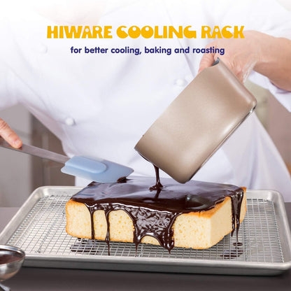 Hiware 2-Pack Cooling Racks for Baking, 10" x 15", Stainless Steel Wire Cookie Rack Fits Jelly Roll Sheet Pan