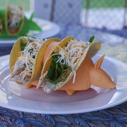 Pund'it Tacodillo Taco Holders, Set of 2 Armadillo Themed Taco Platters
