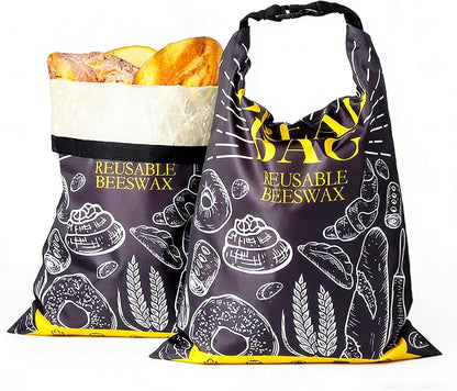 EthosCraft 2 Packs Bread Bags for Homemade Bread- XL Beeswax Bread Bags for Sourdough Reusable Food Grade Bread Storage