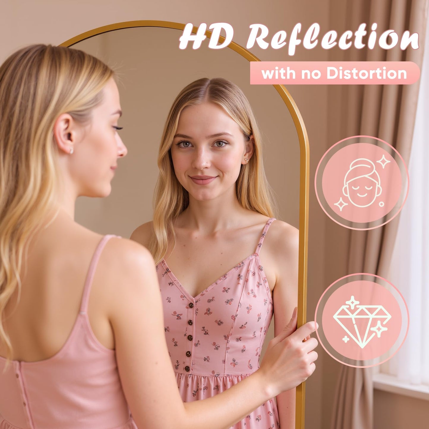Novlux Full Length Mirror, 81" x 41" Arched Full Body Mirror Large Standing Floor Mirrors, Mirrors for Bedroom, Bathroom, Living Room Standing or Wall Leaning, Gold
