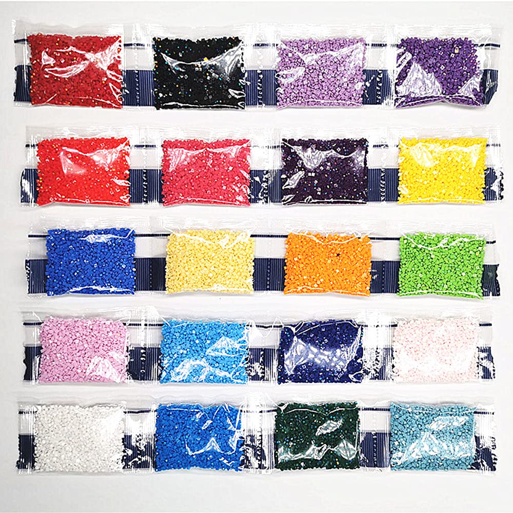 DL-YTG Diamond Painting Accessory Square AB Drills/Beads 20 Colors Rhinestone for Diamond Painting ，Manicure, Per Color=2000 Pieces